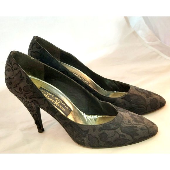 Vintage STUART WEITZMAN For MR. SEYMOUR, NEIMAN MARCUS Lace Heels Pumps Size 7 - Picture 3 of 6